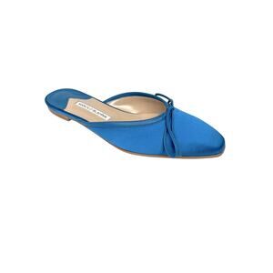 Manolo Blahnik Ballerimu Square Toe Mule in Blue 36.5